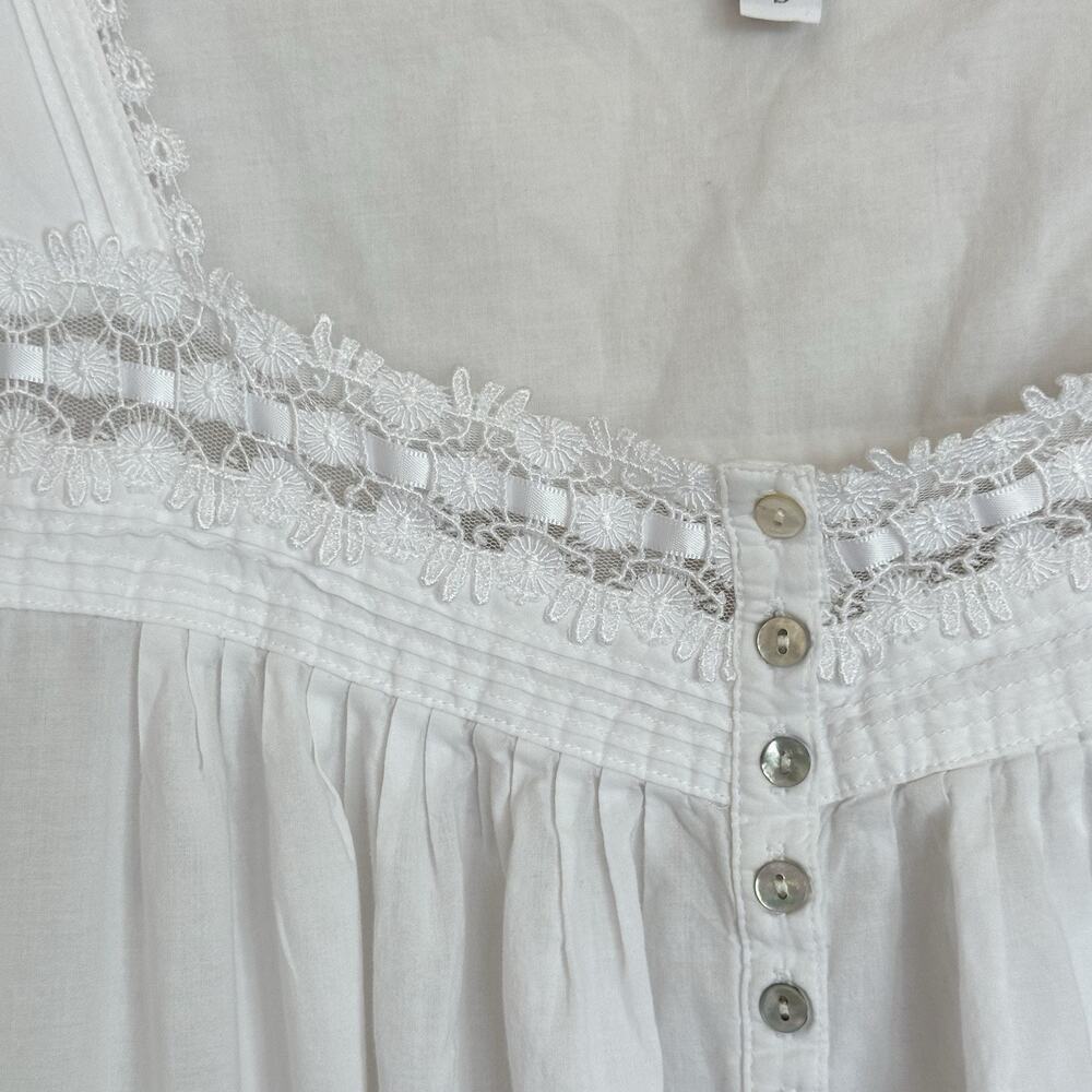 Eileen West 100% Cotton EMBROIDERED Long Ballet Nightgown S White Cottage Whimsy - Picture 4 of 11